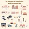Wooden Corner Dollhouse Playset with 41 Pieces Accessories for Kids 3+ Years Old - 34" x 12.5" x 37" (L x W x H)